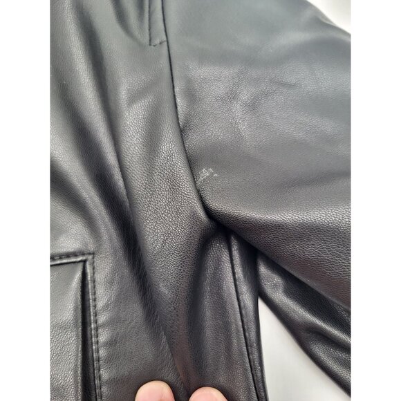 Gap Kids SZ S (6/7)  Faux Leather Moto Jacket Biker Black Classic Rock - Picture 6 of 10